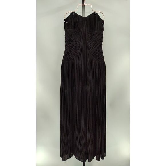 Lulus Narasha Pleated Strapless Maxi Dress Black Basic Sleeveless L - Picture 2 of 3